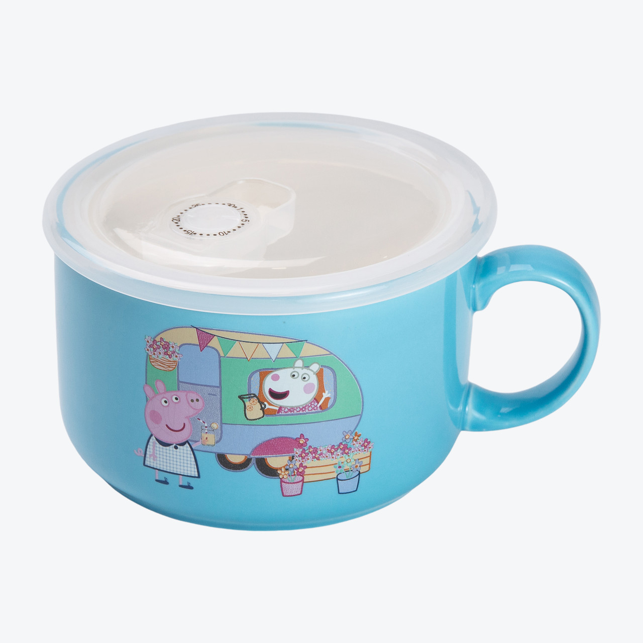 Керамічна миска з мультяшними героями та герметичною пластиковою кришкою, об’єм 770 мл