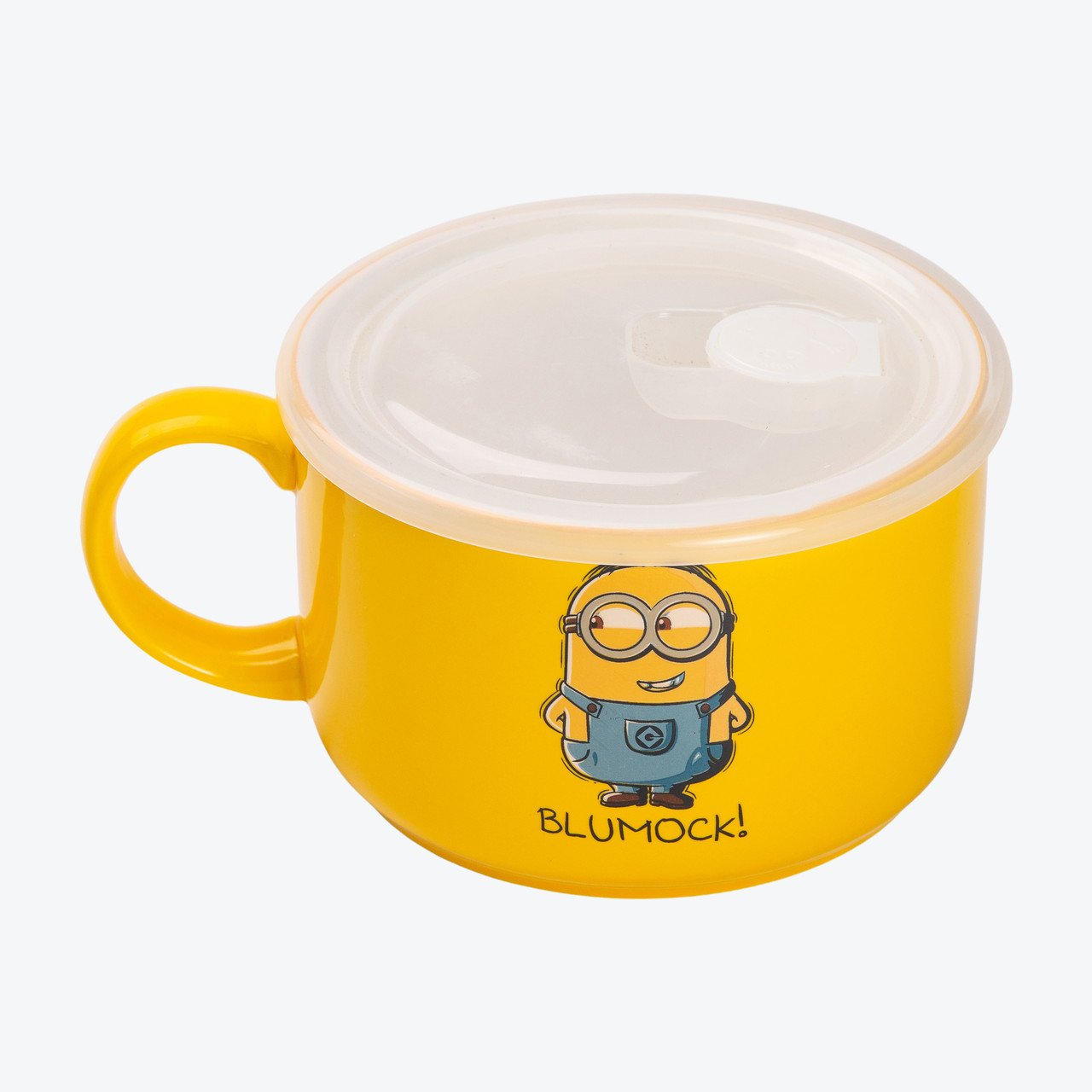 Керамічна миска для локшини з міньйонами 900 мл з кришкою та ручкою, безпечна для мікрохвильовки та посудомийки