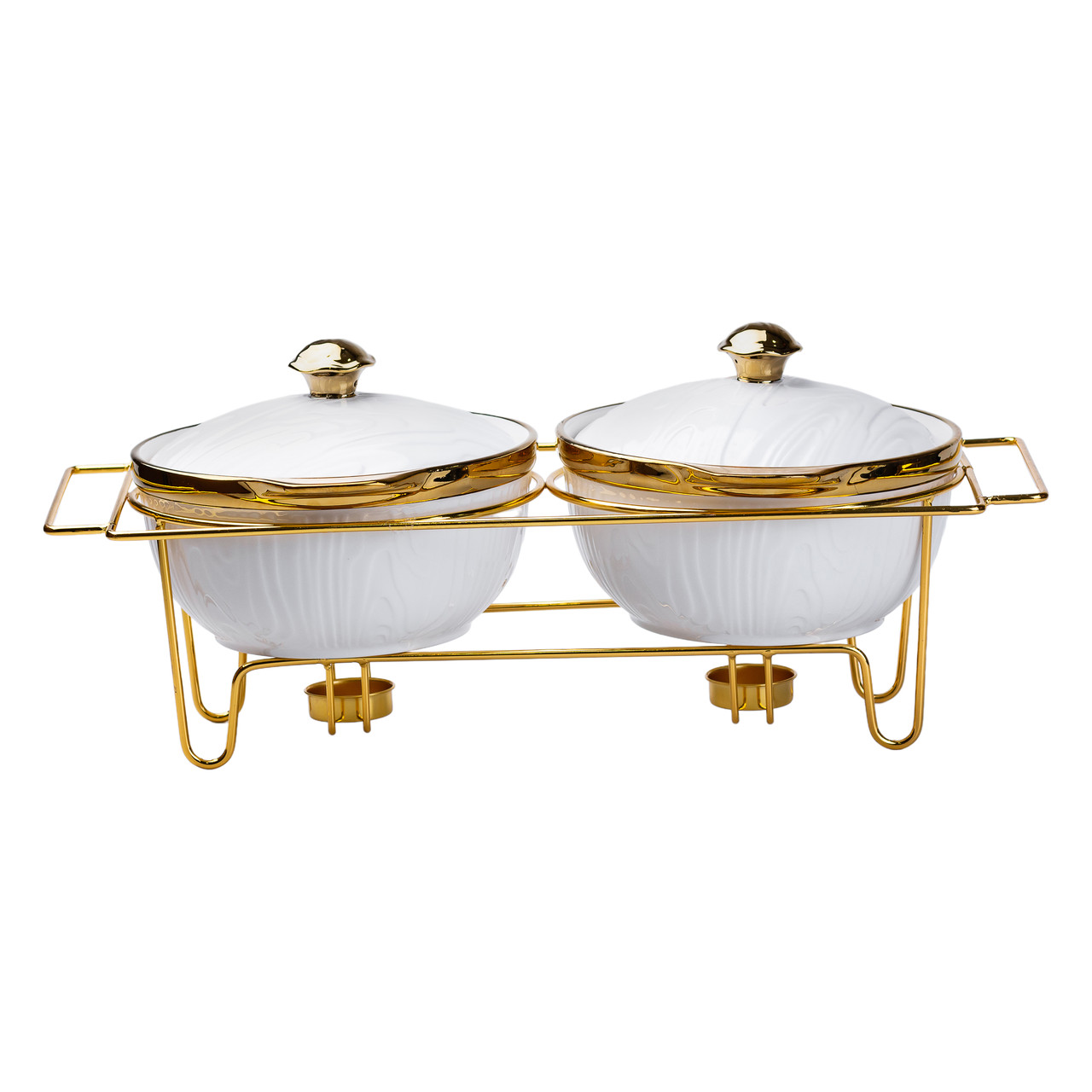 Марміт керамічний на 2 секції по 1 л на металевій підставці