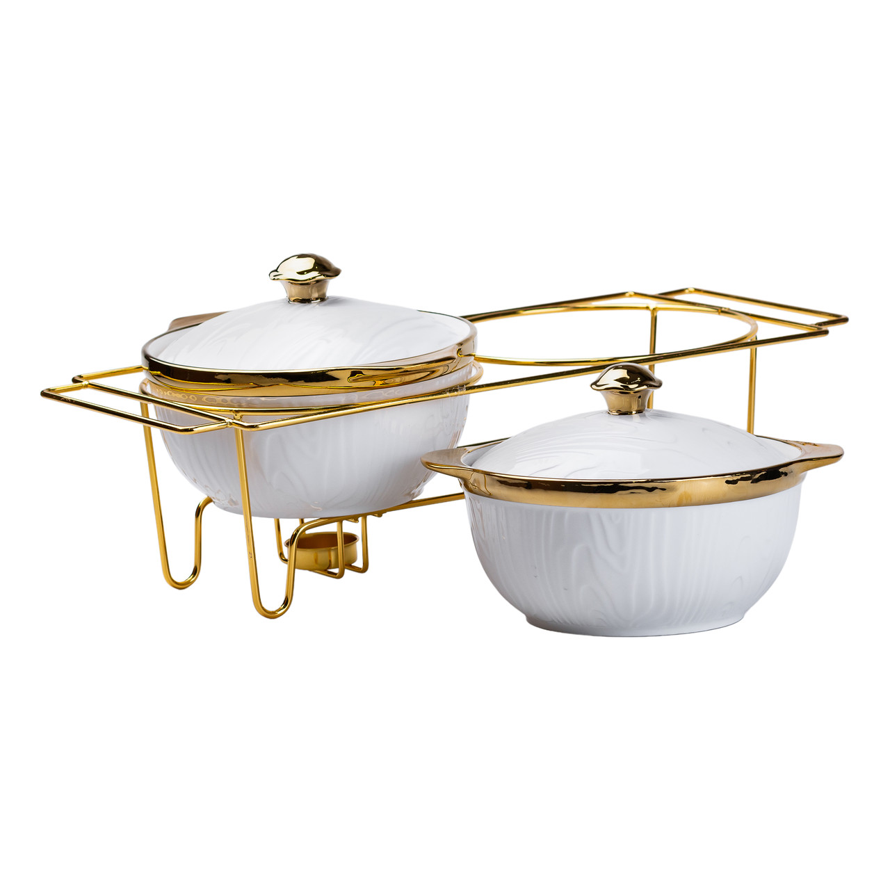 Марміт керамічний на 2 секції по 1 л на металевій підставці