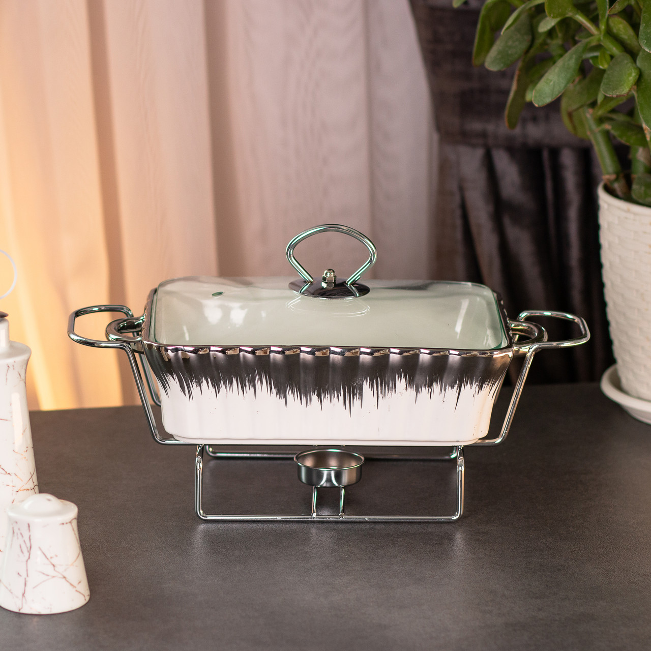 Марміт прямокутний на 1 л керамічний з підігрівом 31×16×11 см