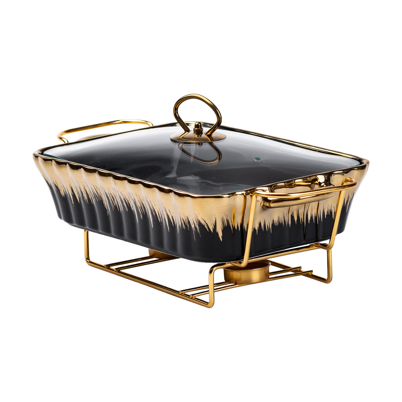 Настільний марміт для підігріву других страв 1,5-літровий квадратний керамічний марміт, чорний