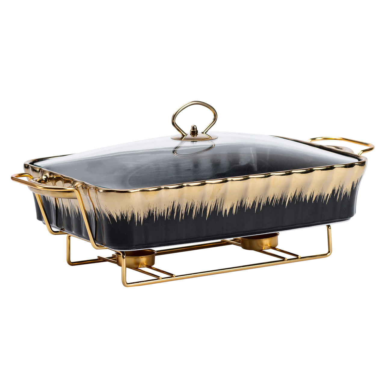 Марміт керамічний прямокутний на 2 літри 40*23*11 см чорний