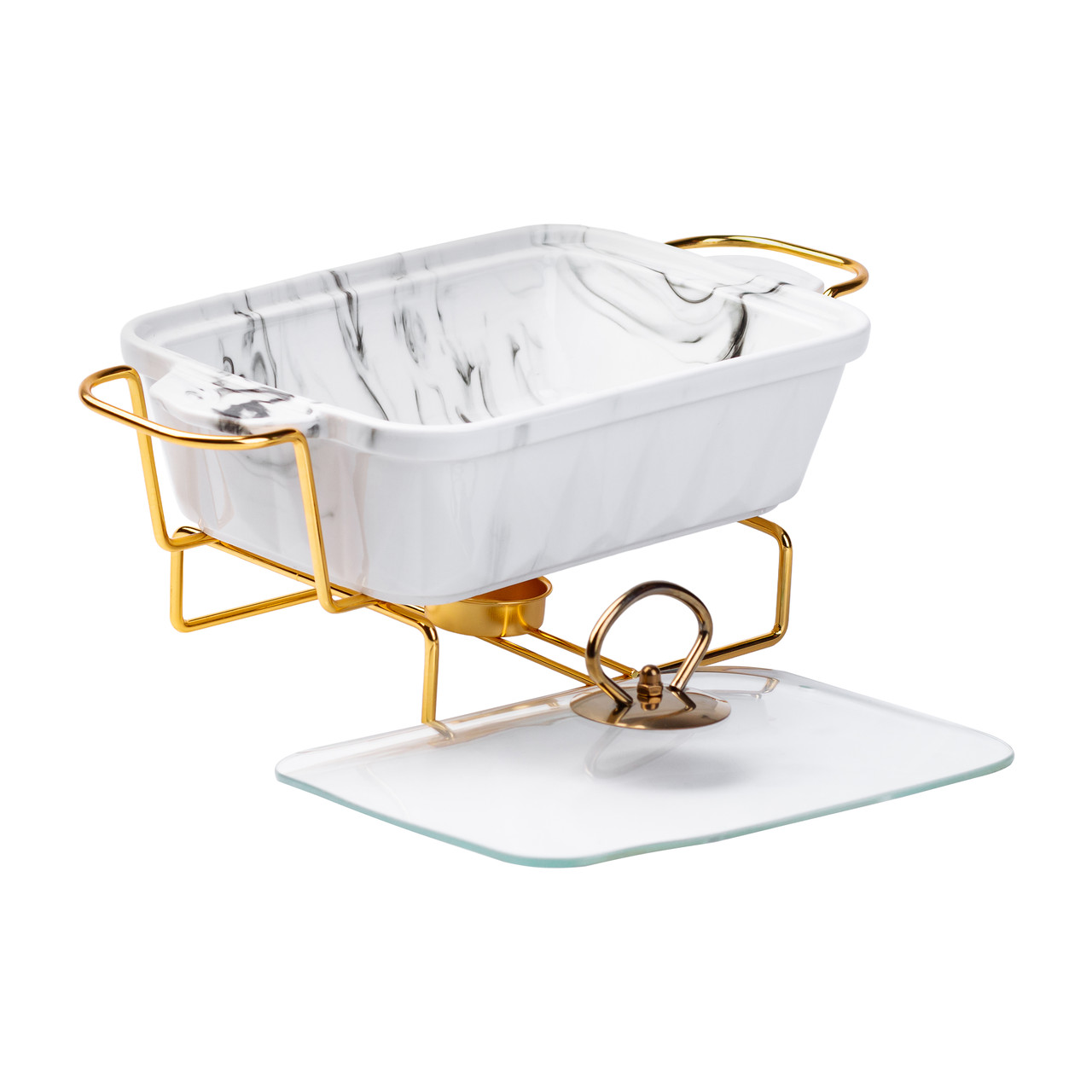 Марміт керамічний на 1 літр із підігрівом на металевій підставці