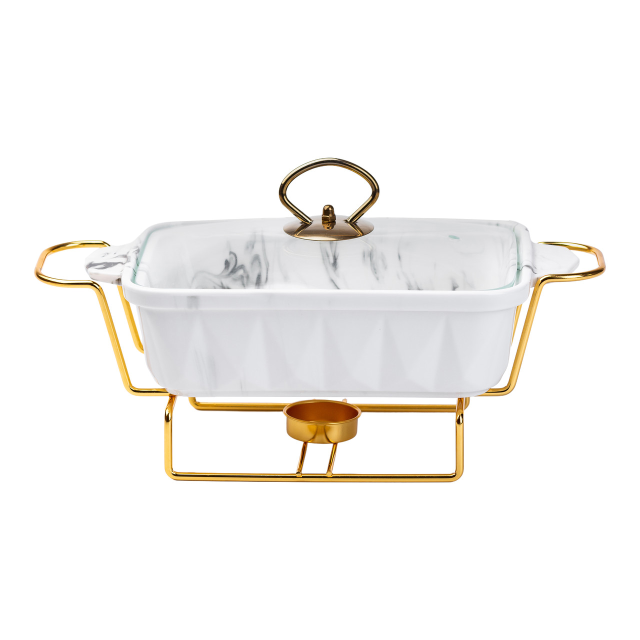 Марміт керамічний на 1 літр із підігрівом на металевій підставці