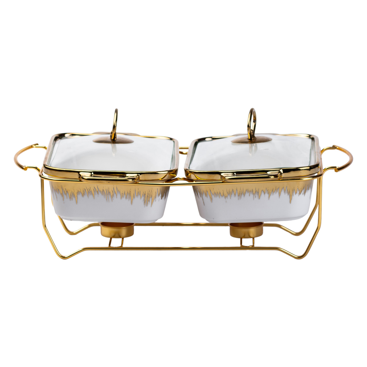 Керамічний марміт на 2 секції по 1 л золото