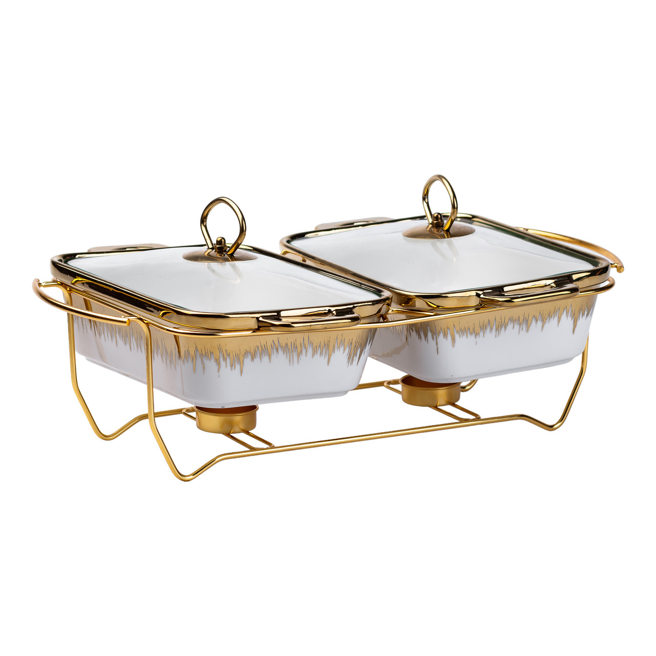 Керамічний марміт на 2 секції по 1 л золото