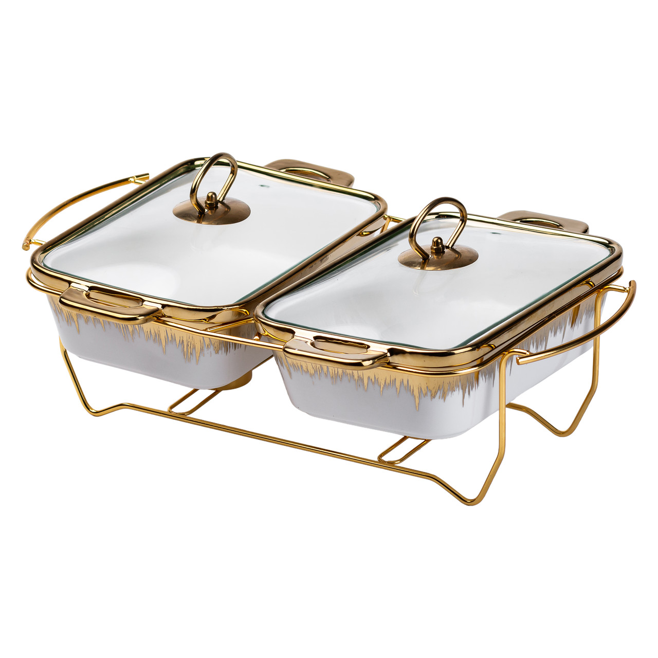 Керамічний марміт на 2 секції по 1 л золото