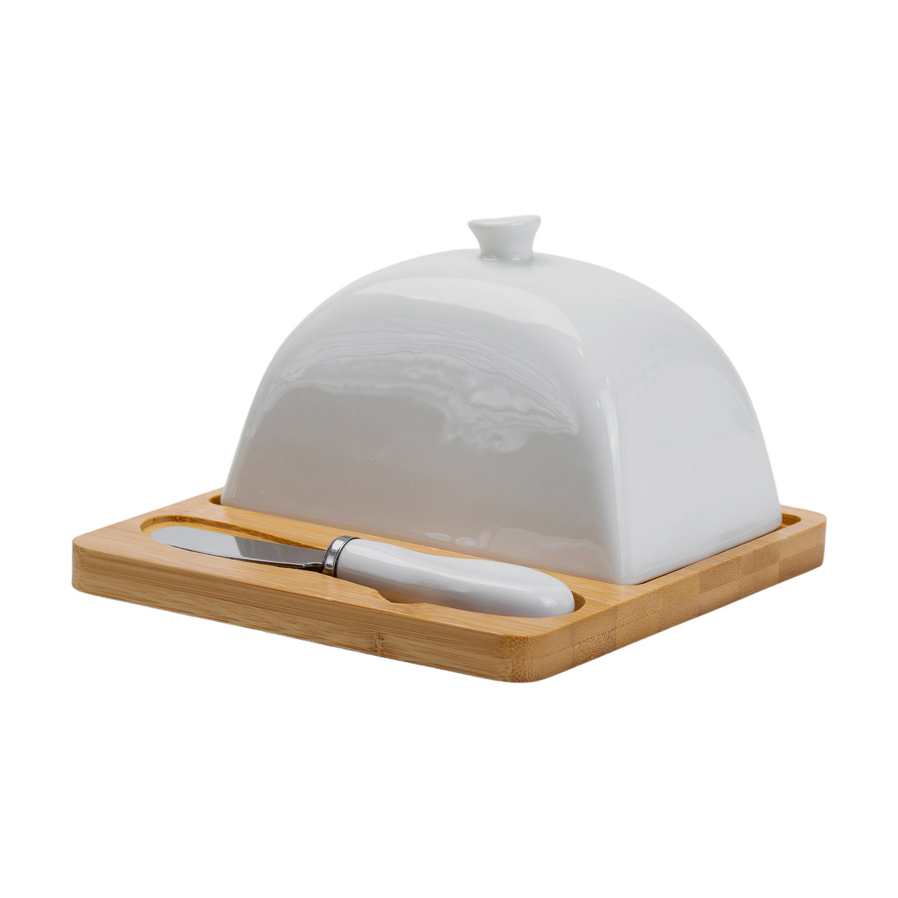 Маслянка керамічна 15×15×9 см з ножем на підставці