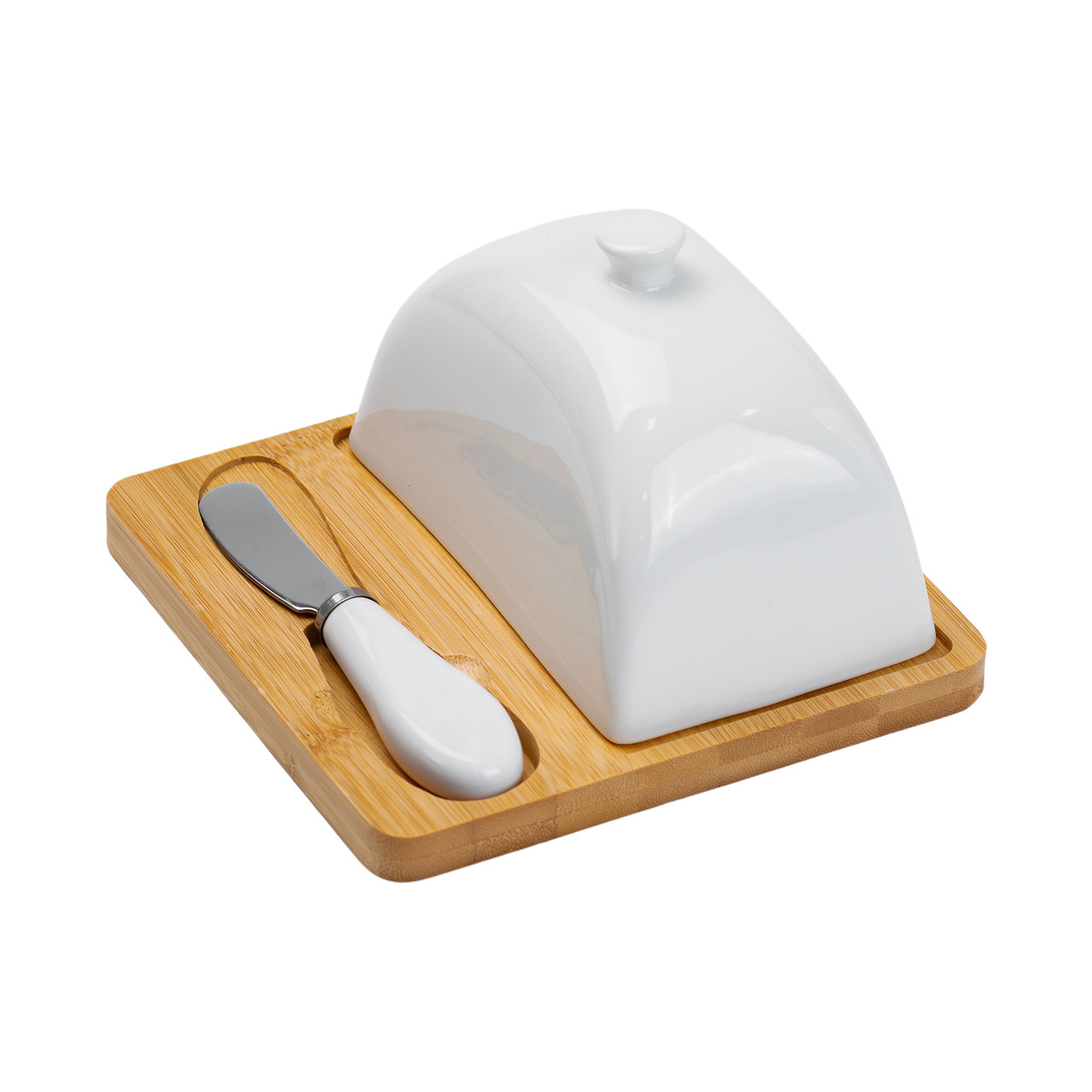 Маслянка керамічна 15×15×9 см з ножем на підставці