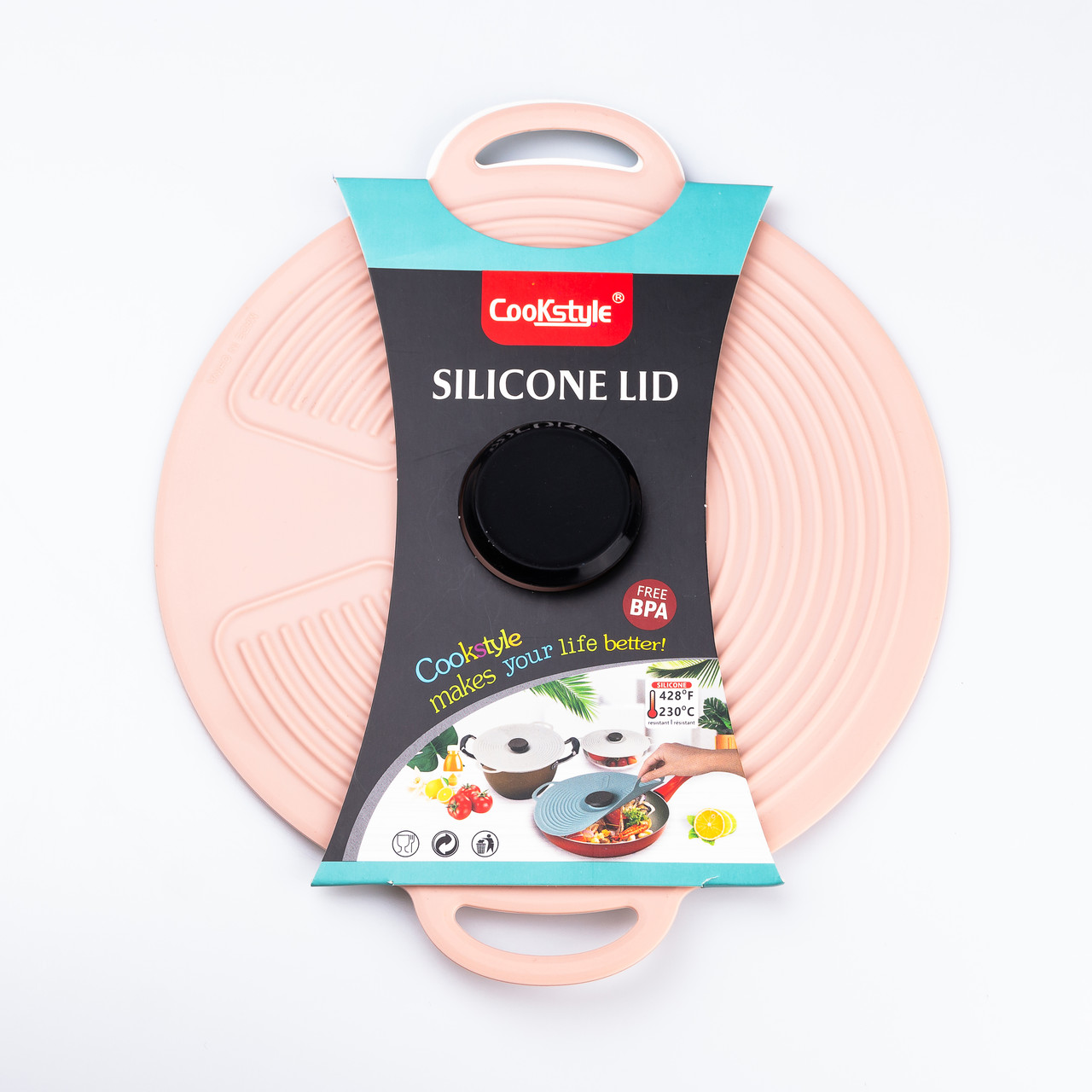 Багаторазова силіконова кришка універсальна 24 х 20.4 см рожева