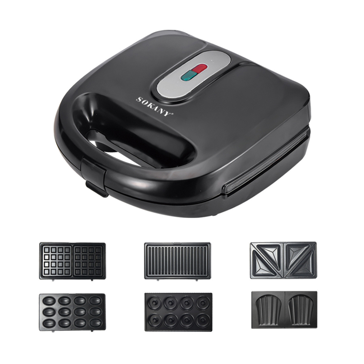 Мультипекар Socaney 6 в 1 з комплектом змінних антипригарних панелей для різних страв