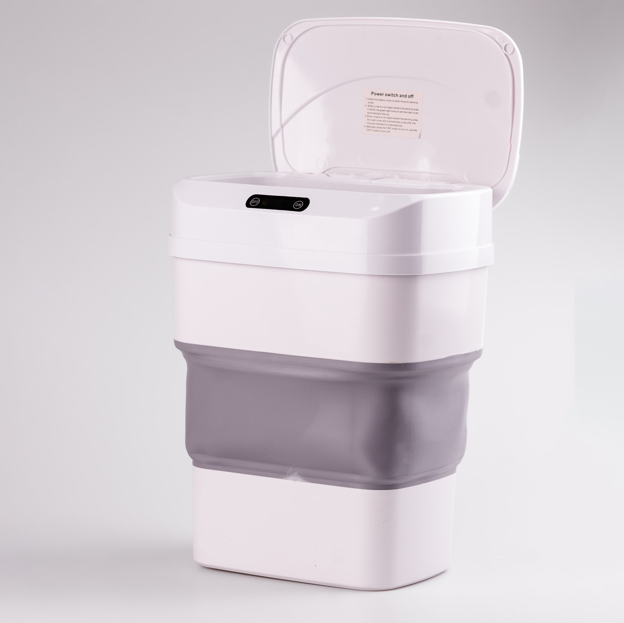 Відро для сміття складане із сенсорною кришкою від 8 л до 17.5 л сірий