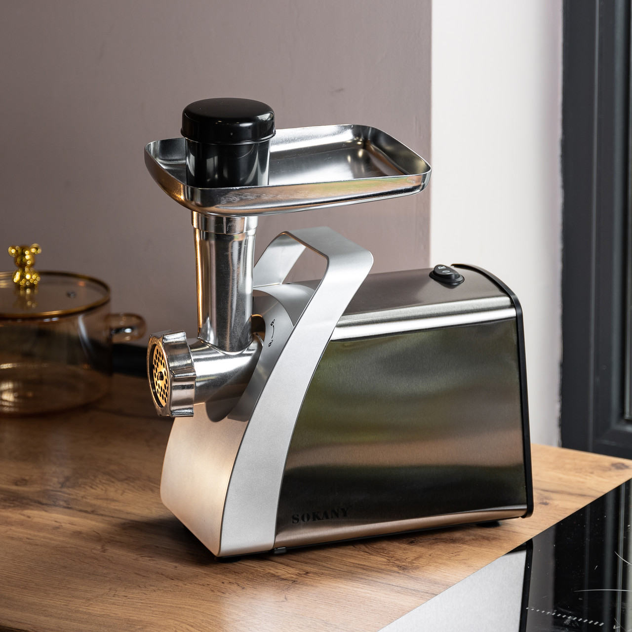 М'ясорубка Sokany SK-06001 електрична 2400 Вт сталь