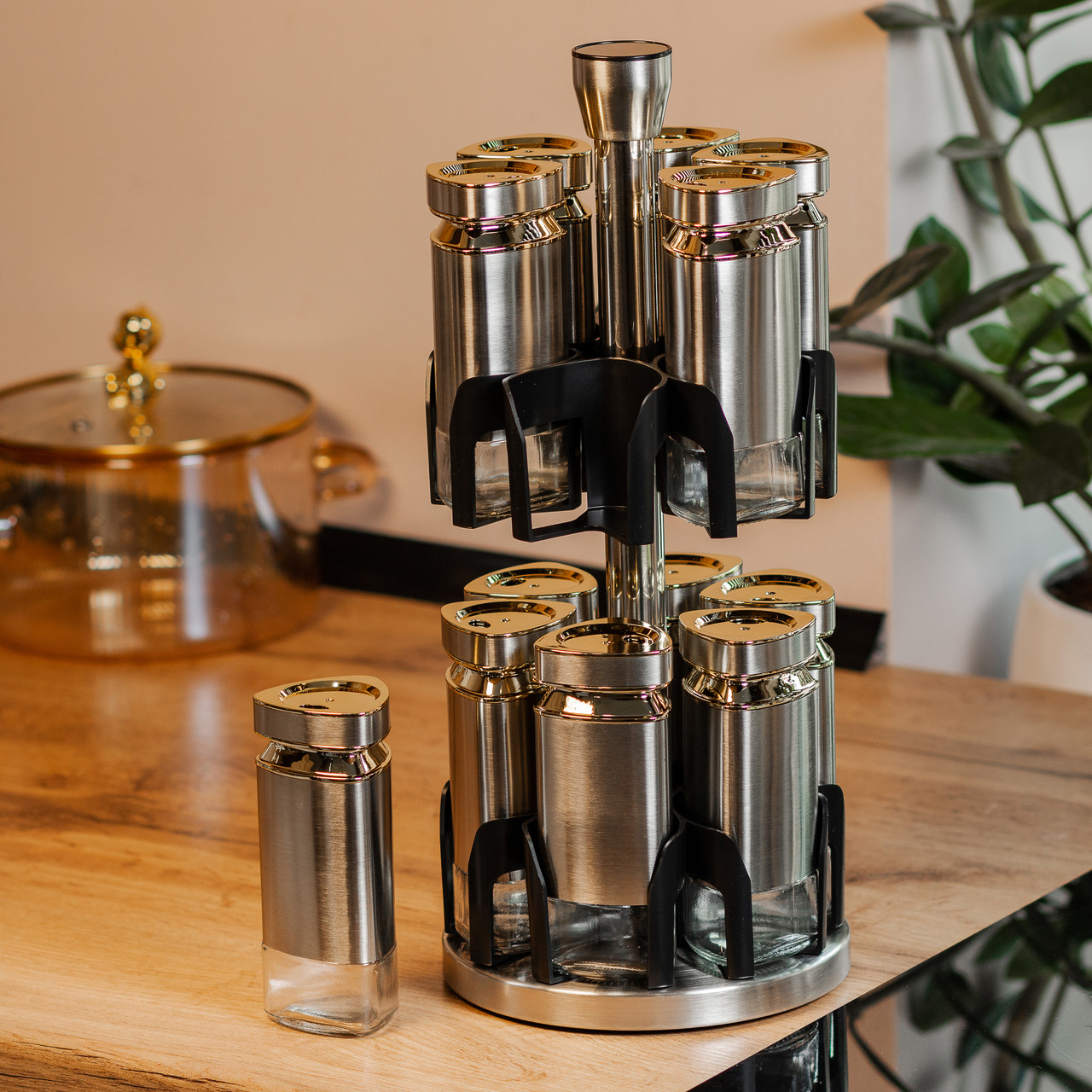 Набір баночок для спецій 12 шт. по 120 мл на підставці Карусель.