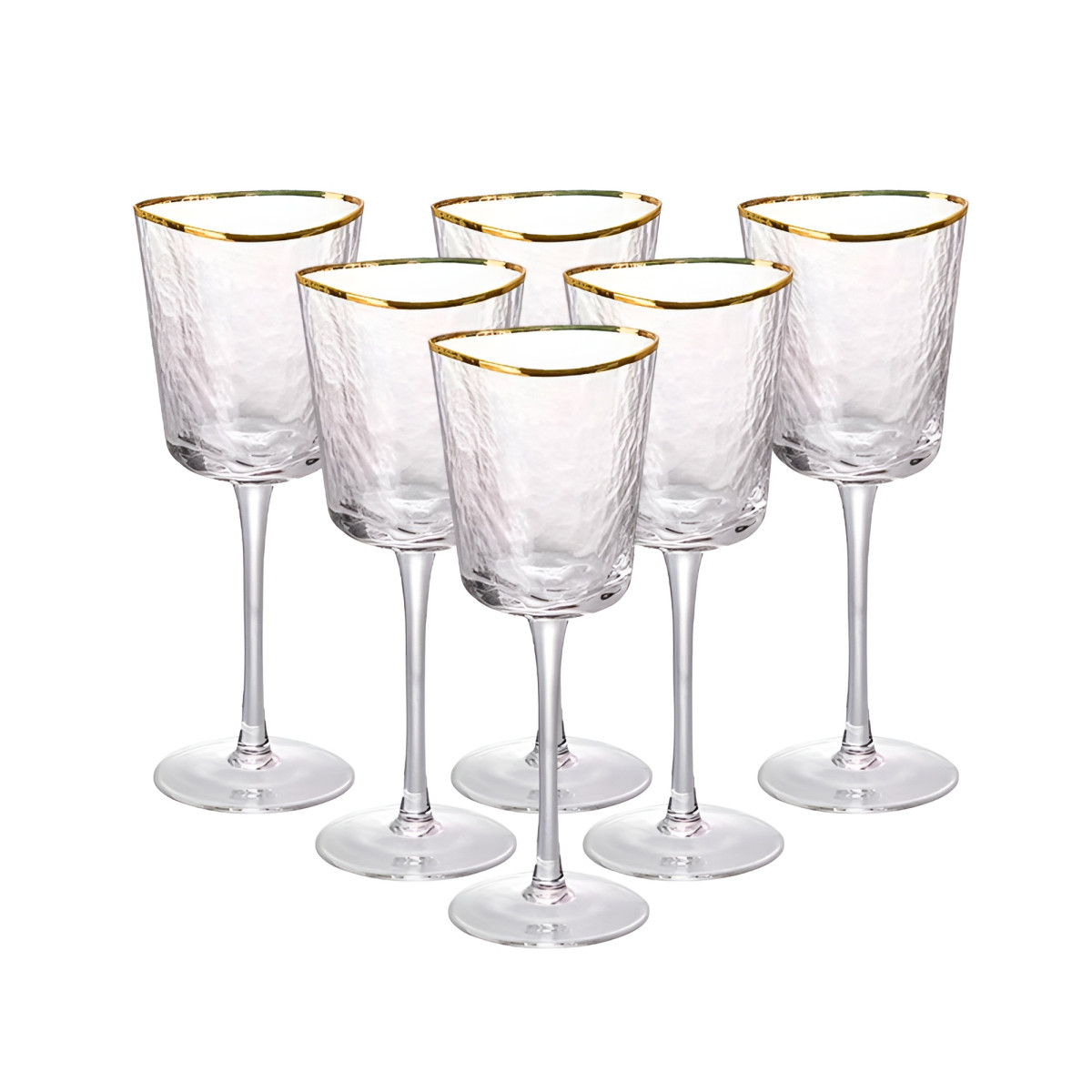 Набір з 6 келихів 350 мл, для вина із золотим обідком