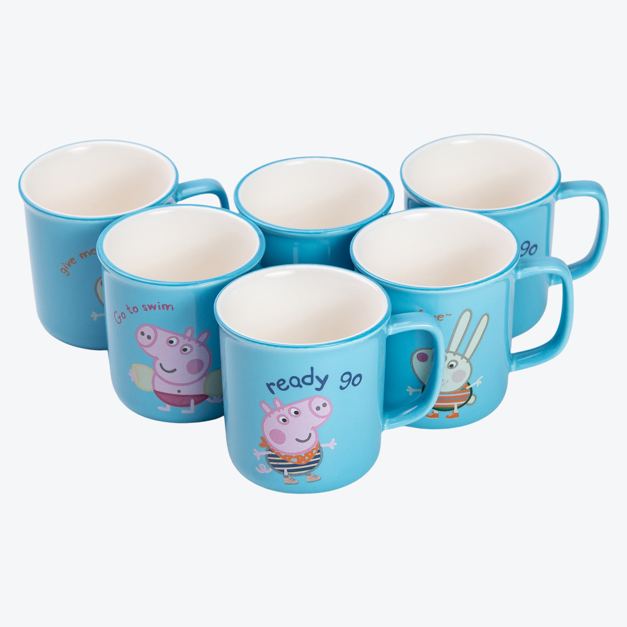 Набір з 6 керамічних чашок із зображенням Peppa Pig, по 150 мл, компактної форми