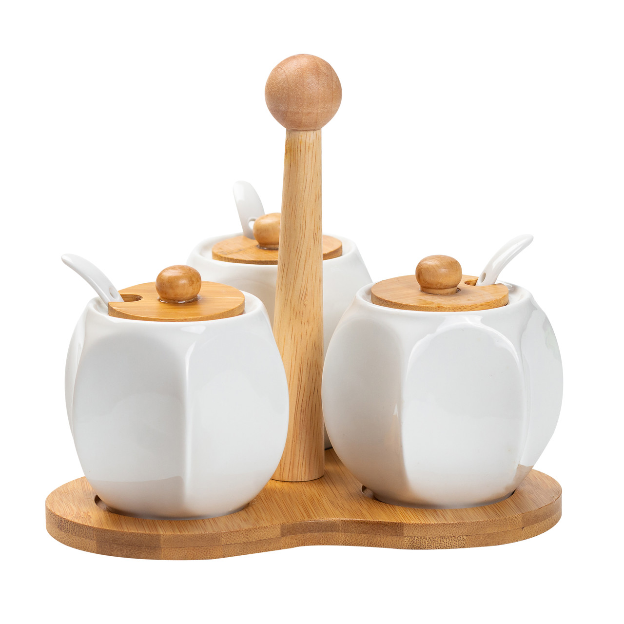 Набір банок для сипучих продуктів 3 шт по 200 мл, на бамбуковій підставці