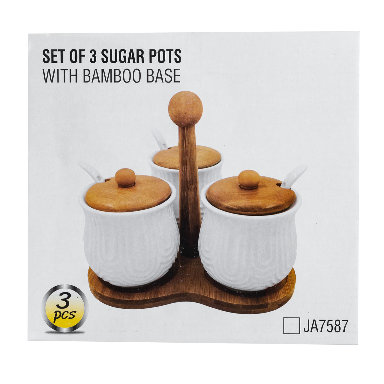 Набір банок для сипучих продуктів 3 шт по 200 мл, на бамбуковій підставці