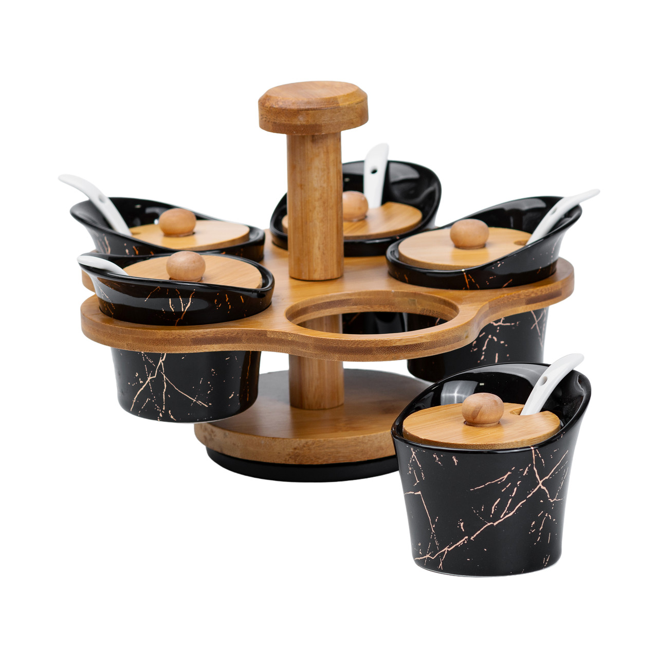 Набір для сипучих продуктів 5 банок по 120 на бамбуковій підставці