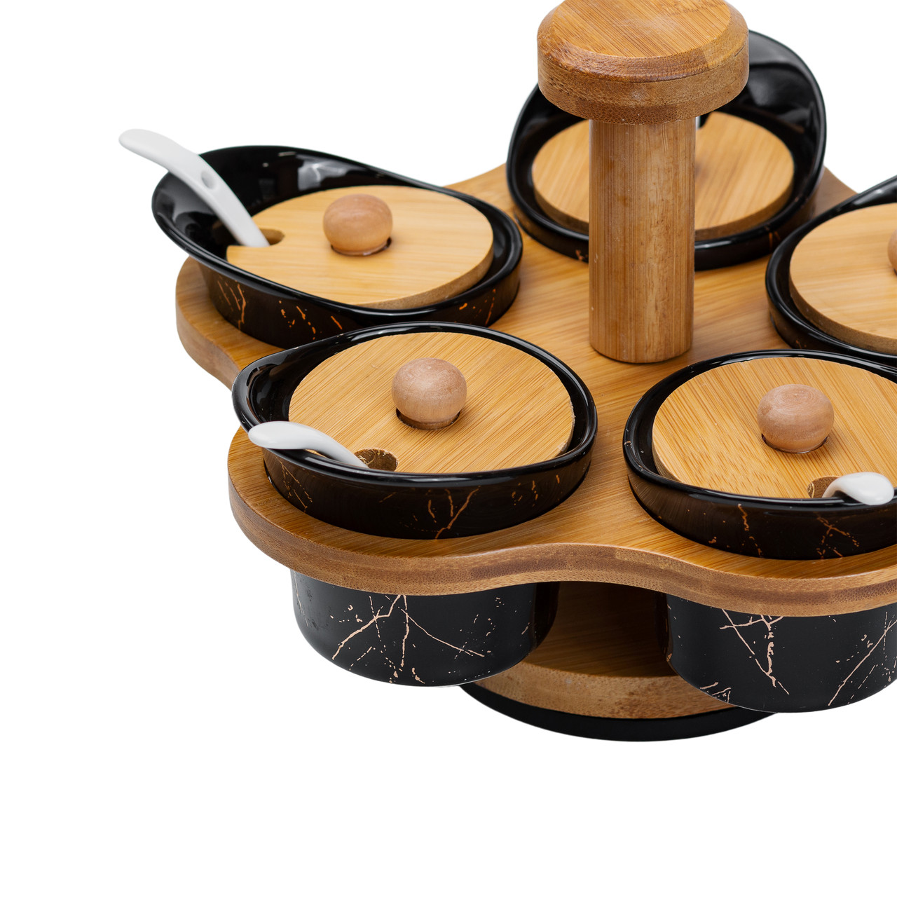 Набір для сипучих продуктів 5 банок по 120 на бамбуковій підставці