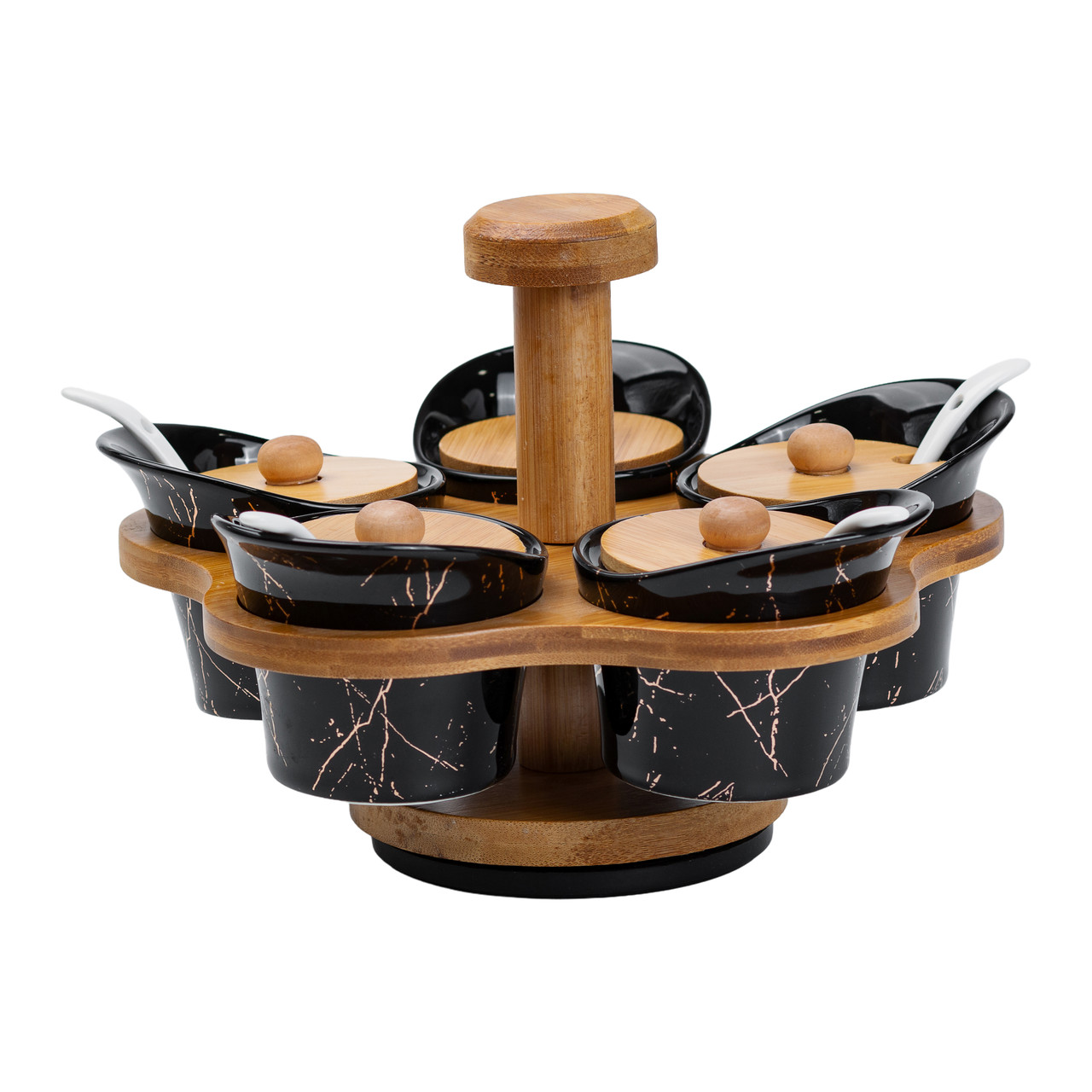 Набір для сипучих продуктів 5 банок по 120 на бамбуковій підставці