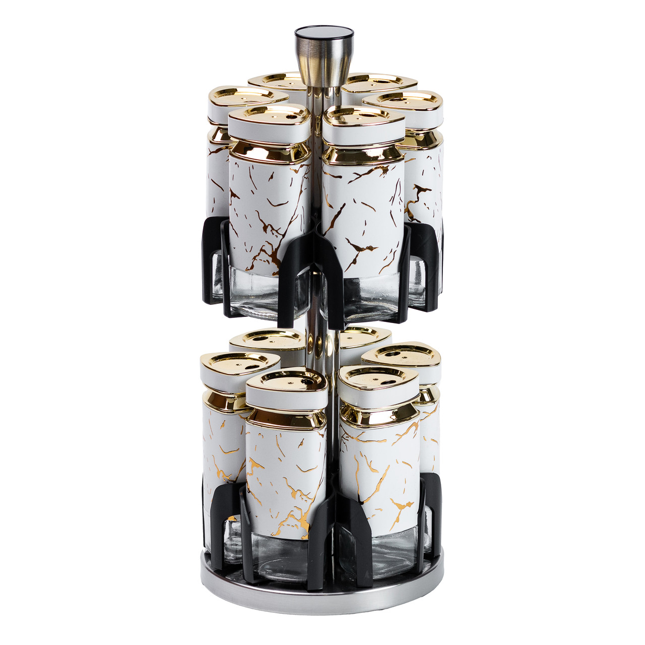 Набір для спецій Carousel з 12 баночками по 120 мл на двоярусній підставці