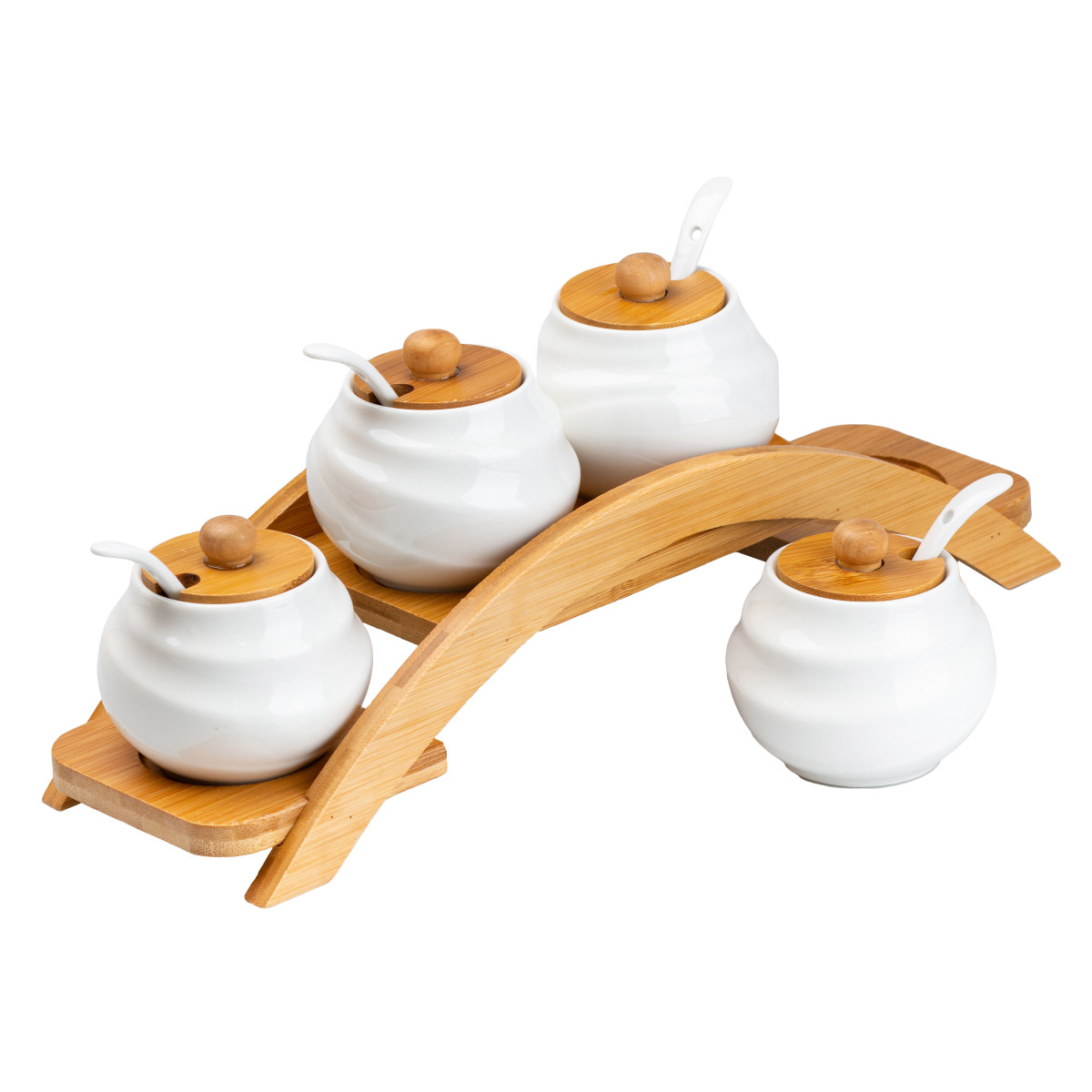 Набір для спецій 4 шт по 200 мл із кришками та ложками