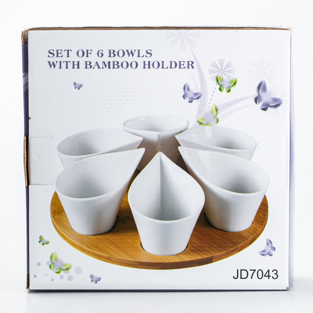 Набір керамічних баночок для сипучих продуктів 6 штук по 100 мл на бамбуковій підставці