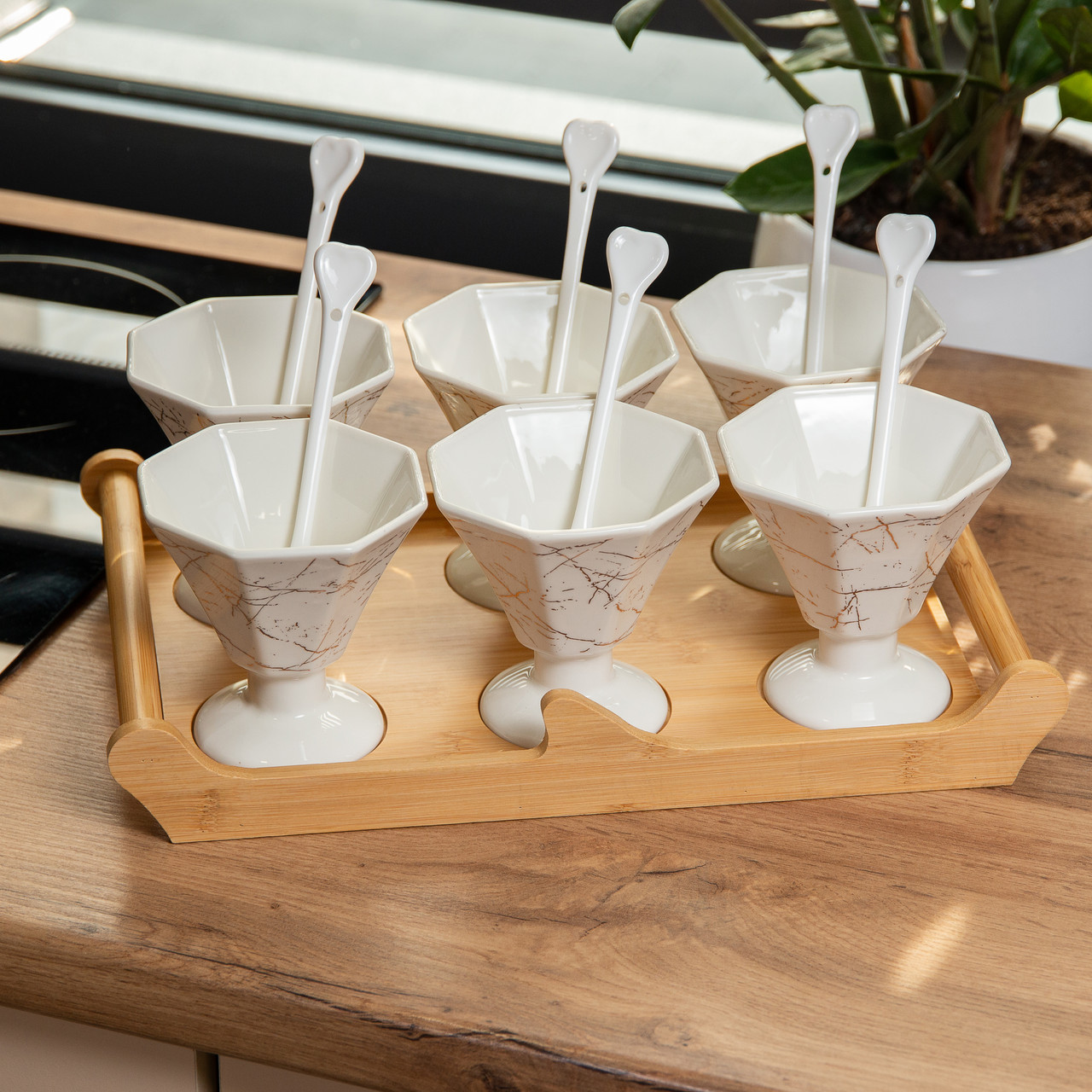 Набір із 6 креманок 200 мл, кераміка білий