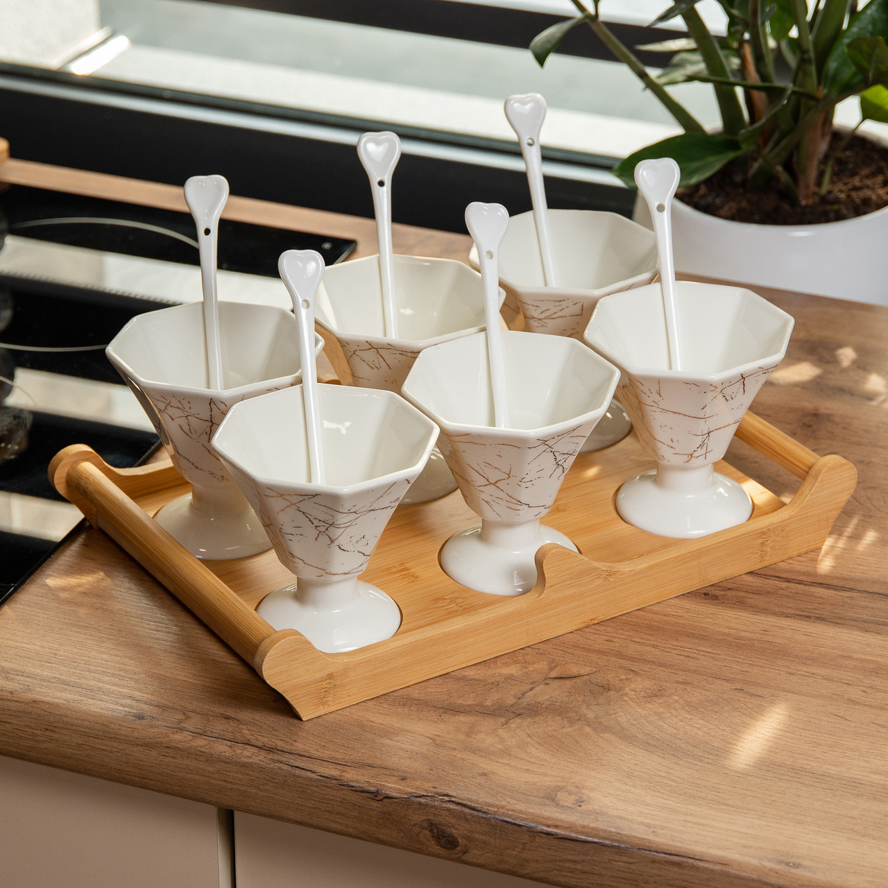 Набір із 6 креманок 200 мл, кераміка білий