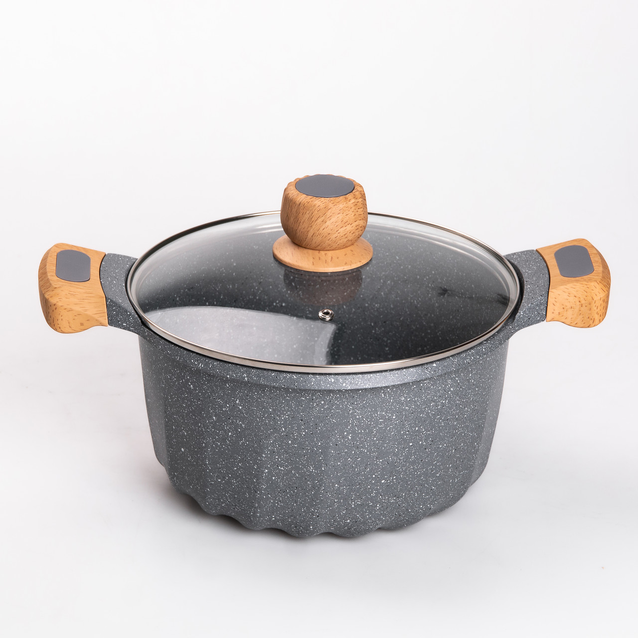 Набір посуду, 3 каструлі, алюмінієва товстодонна каструля MGC з лопаткою та ополоником, сірий.