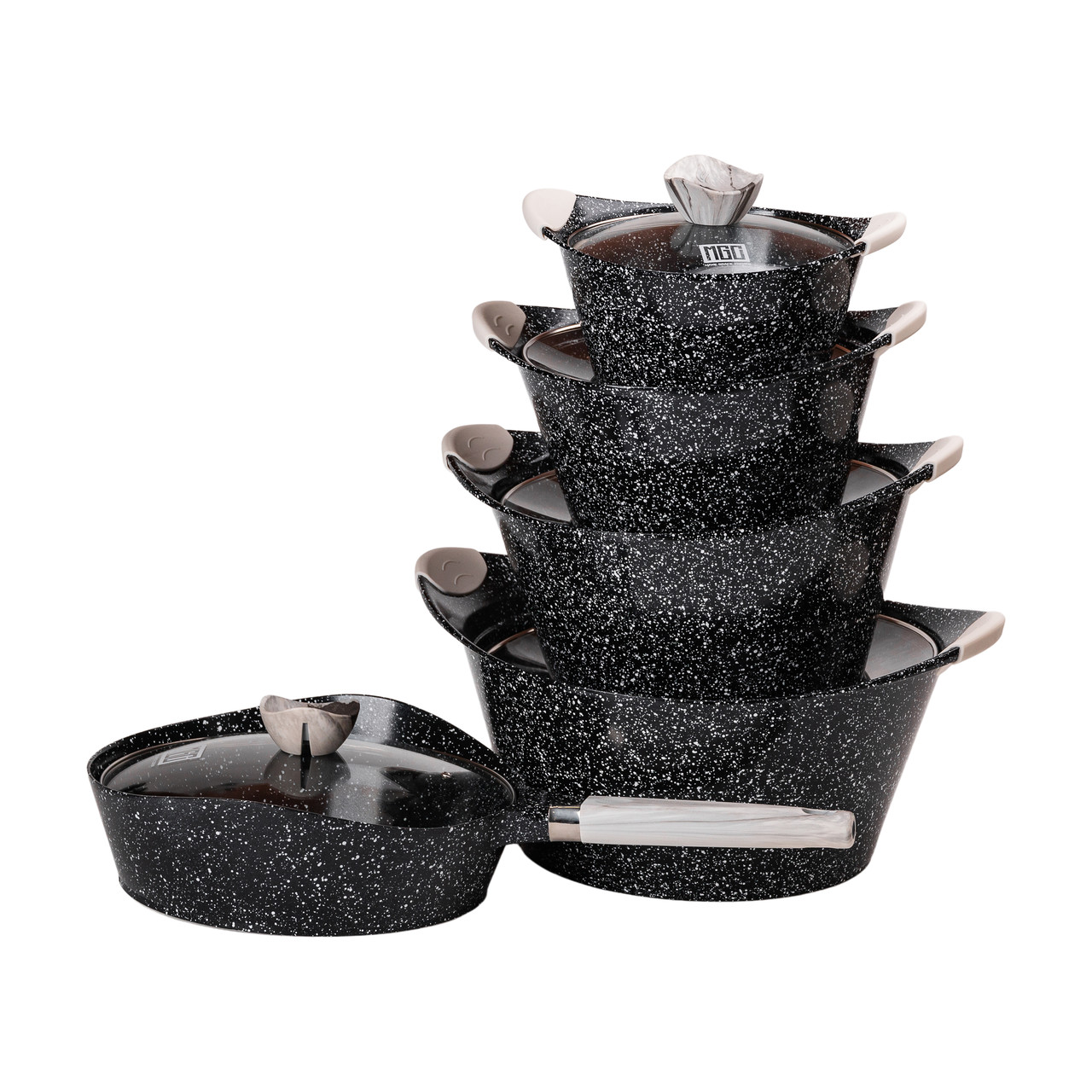 Набір посуду з 5 предметів, алюміній, товсте дно MGC