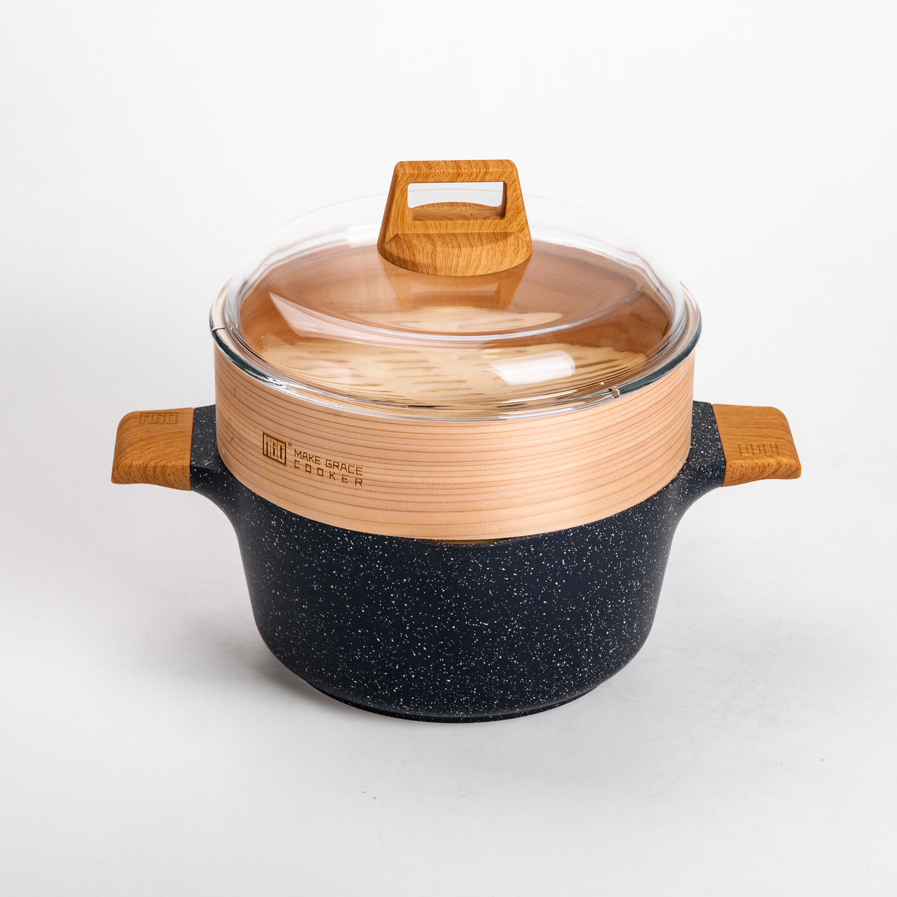 Набір посуду MGC 2 каструлі, 2 сковороди, сотейник, пароварка, ополоник, лопатка, фартух