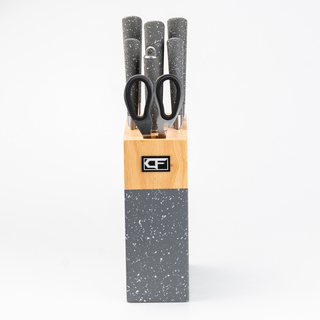 Набір кухонних ножів з ножицями і мусатом для кухні 5 штук 33.5/30/31/24.5/21.5 см сірий