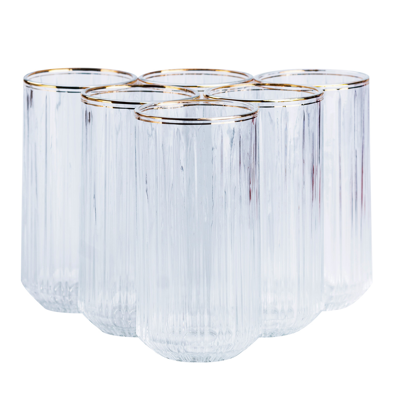 Набір склянок із 6 штук по 380 мл прозорий із золотим обідком