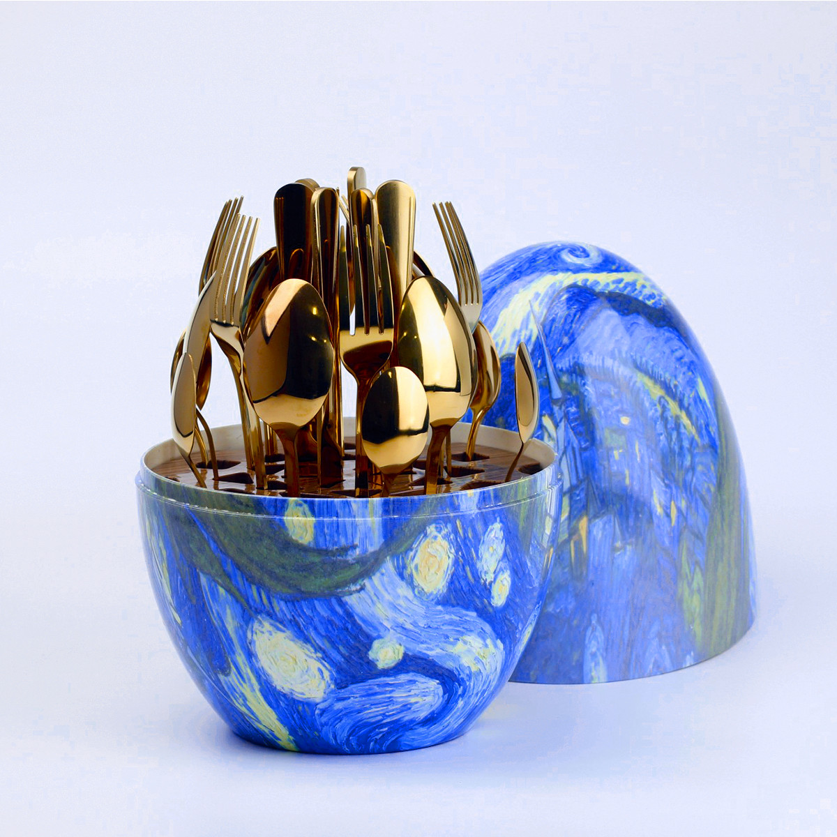 Набір столових приладів на 6 персон із нержавіючої сталі 24 штуки з підставкою "Яйце"