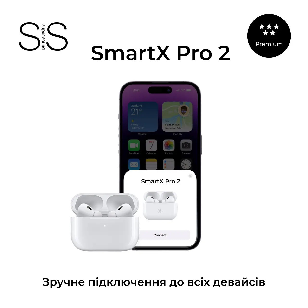 Навушники бездротові TWS SmartX Pro 2 Premium Bluetooth навушники з мікрофоном
