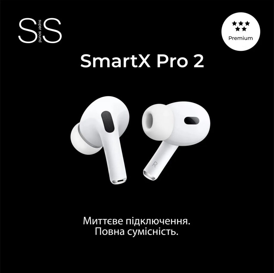 Навушники бездротові TWS SmartX Pro 2 Premium Bluetooth навушники з мікрофоном