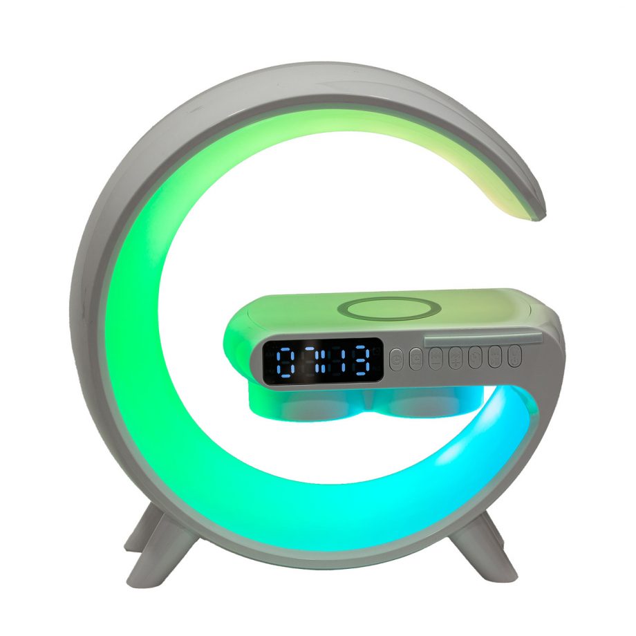 Портативна колонка із зарядкою для телефона та RGB-підсвіткою 15 Вт, біла