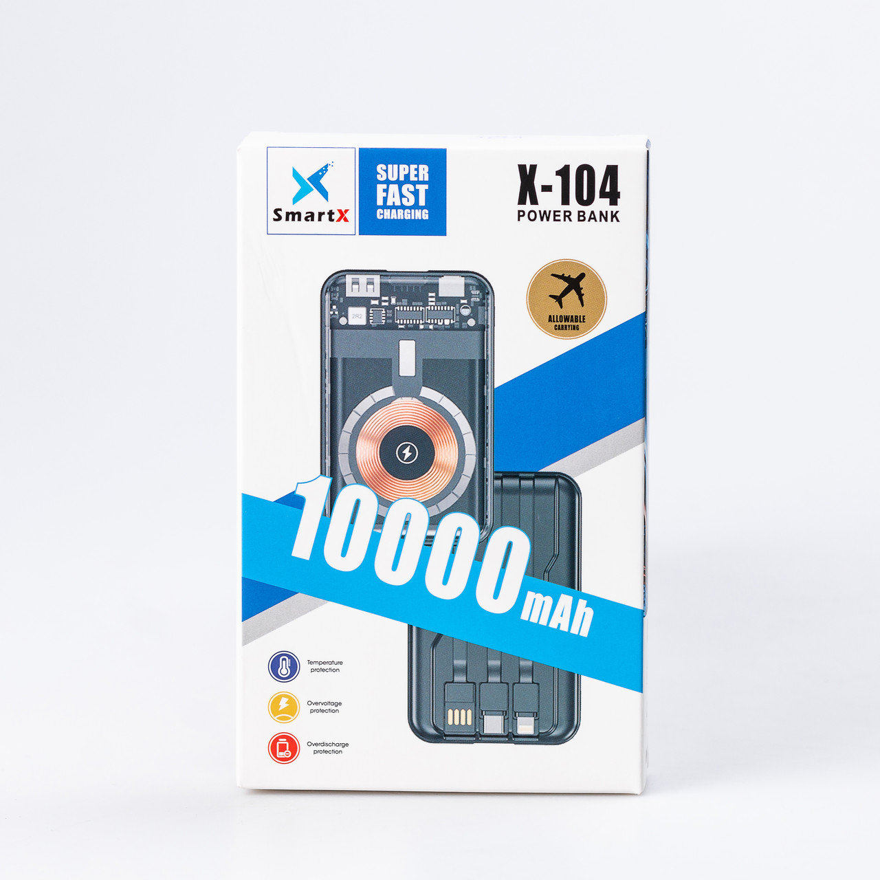 Повербанк з бездротовою зарядкою 10000mah 3 шнури в комплекті