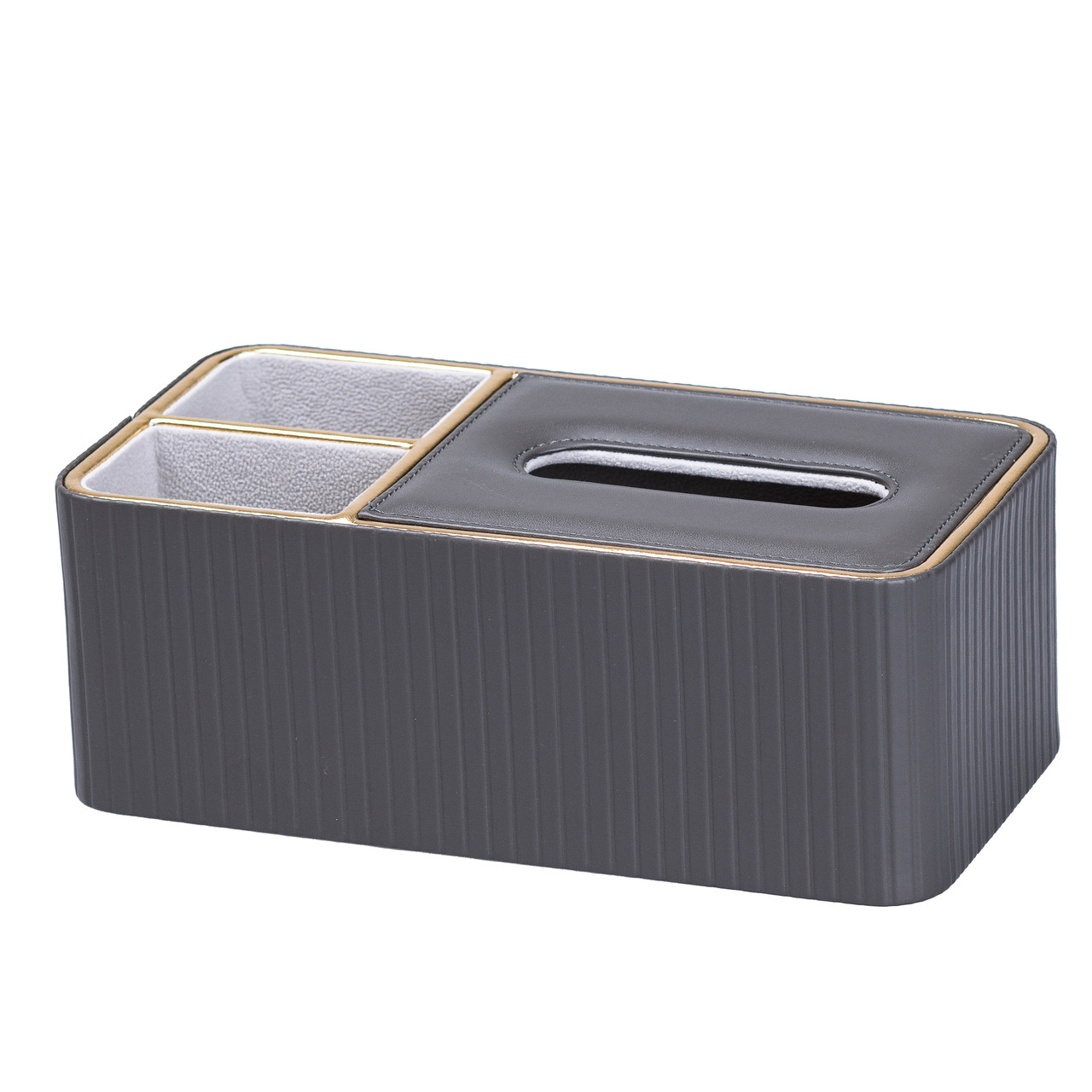 Серветниця на стіл з еко-шкіри з двома відділеннями 27 х 13.5 х 10 см Сірий