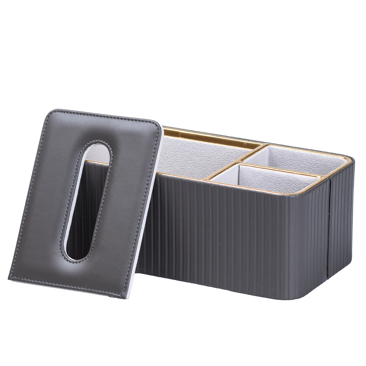 Серветниця на стіл з еко-шкіри з двома відділеннями 27 х 13.5 х 10 см Сірий