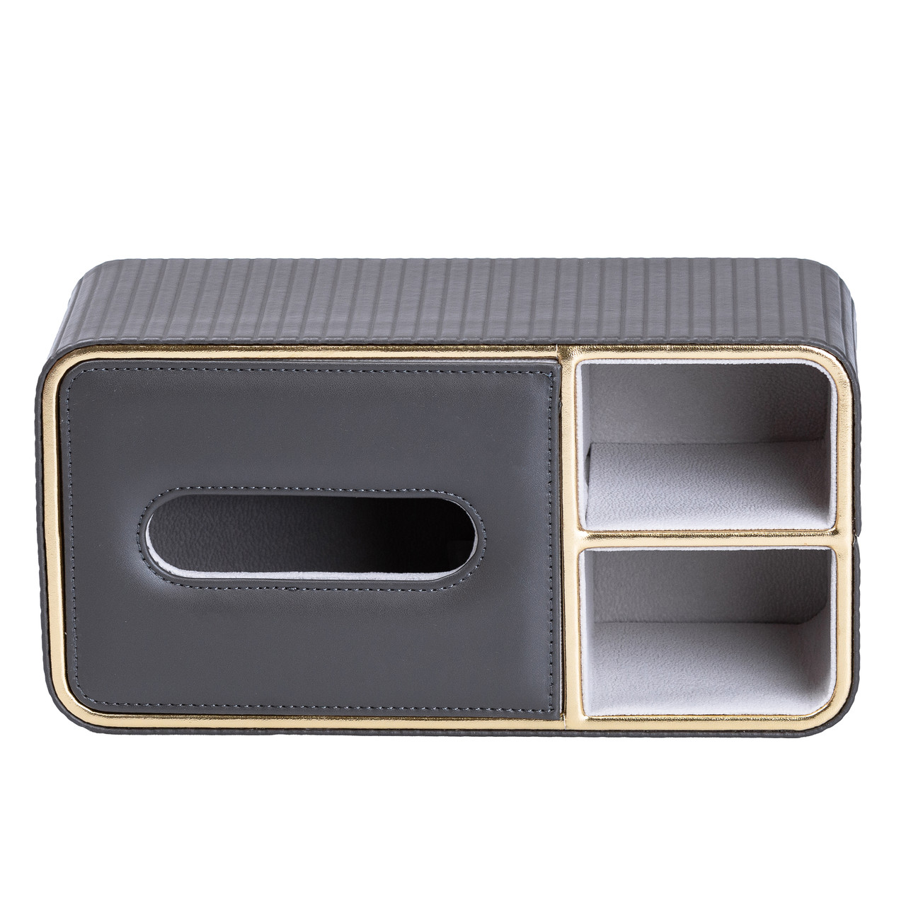 Серветниця на стіл з еко-шкіри з двома відділеннями 27 х 13.5 х 10 см Сірий