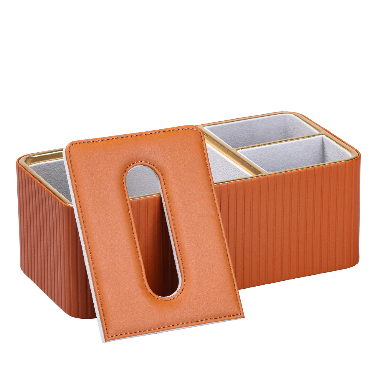 Серветниця на стіл з еко-шкіри з двома відділеннями 27 х 13.5 х 10 см Коричневий