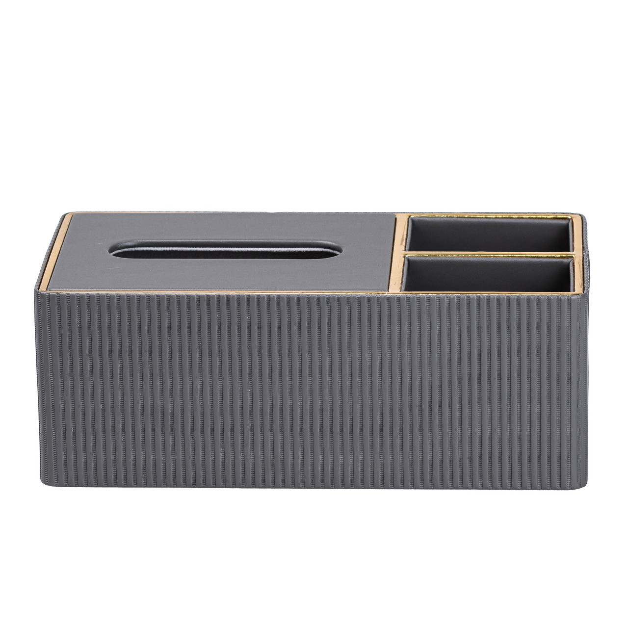 Серветниця-органайзер з еко-шкіри 3 відділення 27*14*10.5 см Сірий