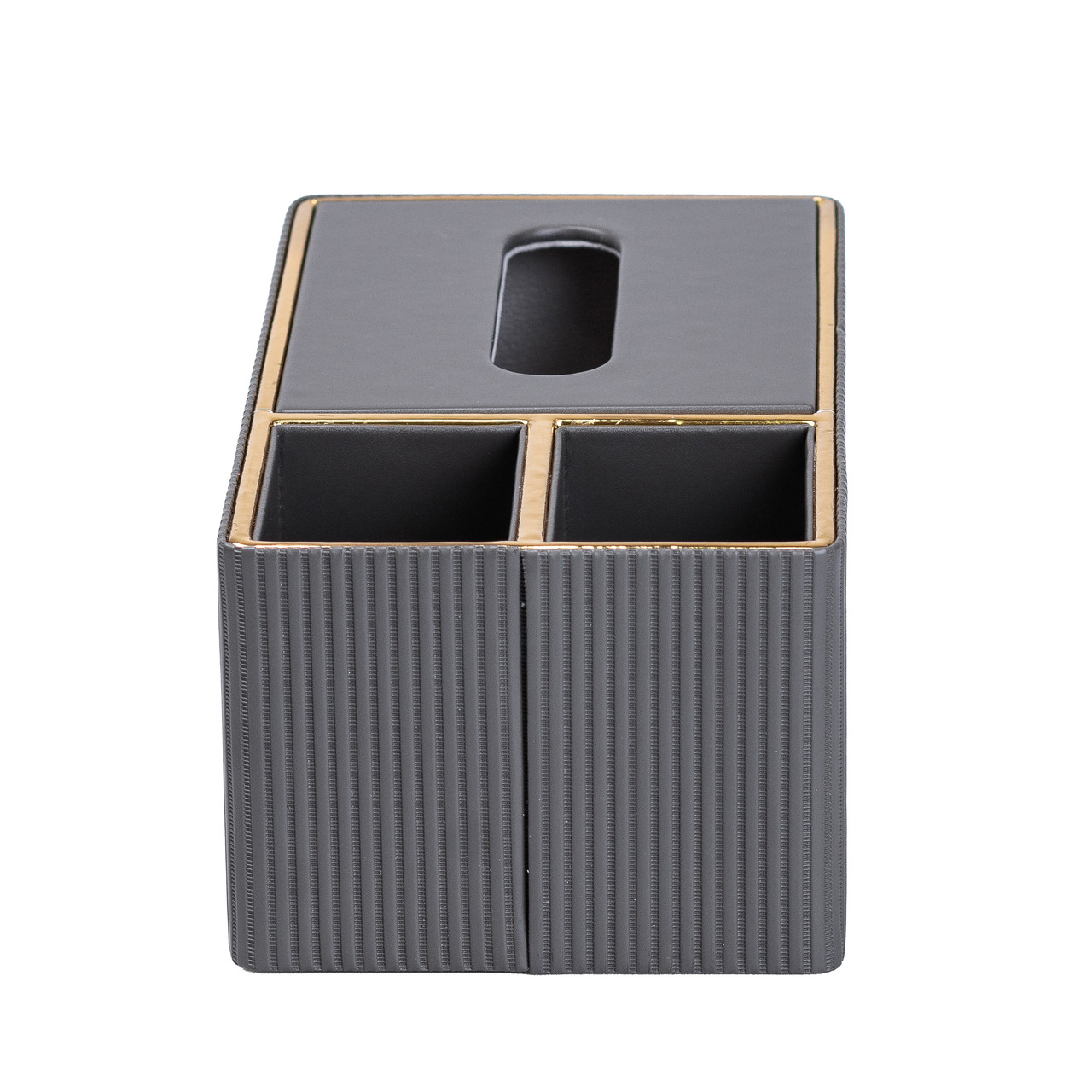 Серветниця-органайзер з еко-шкіри 3 відділення 27*14*10.5 см Сірий