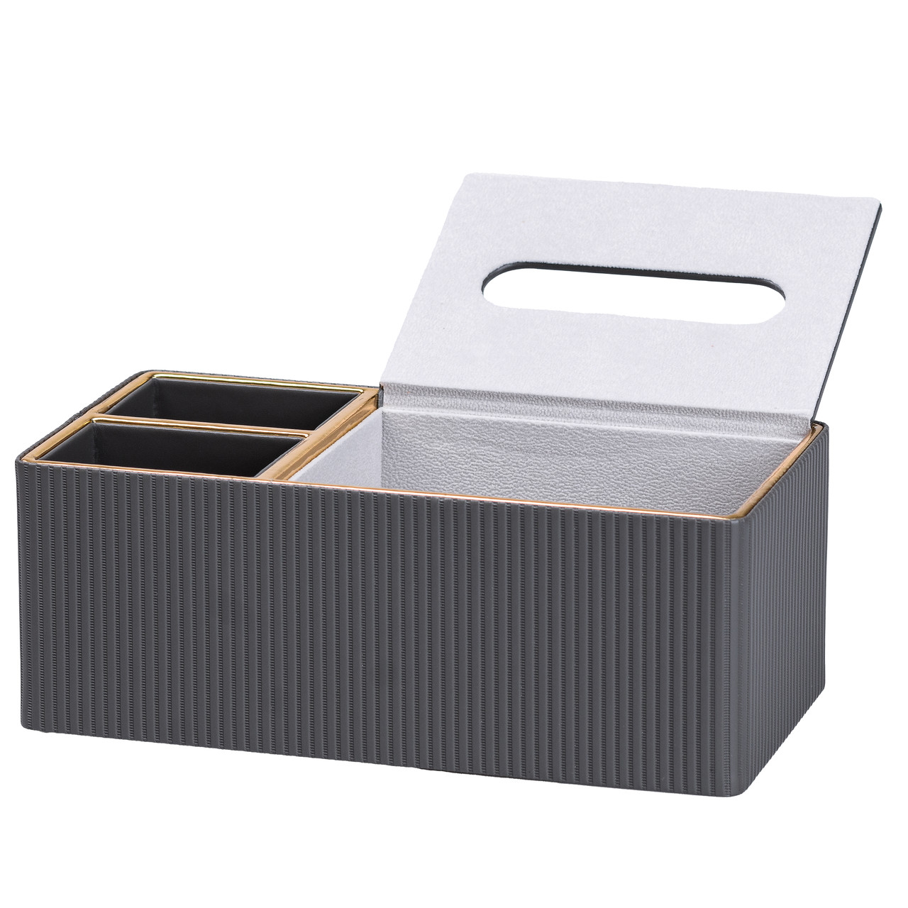 Серветниця-органайзер з еко-шкіри 3 відділення 27*14*10.5 см Сірий