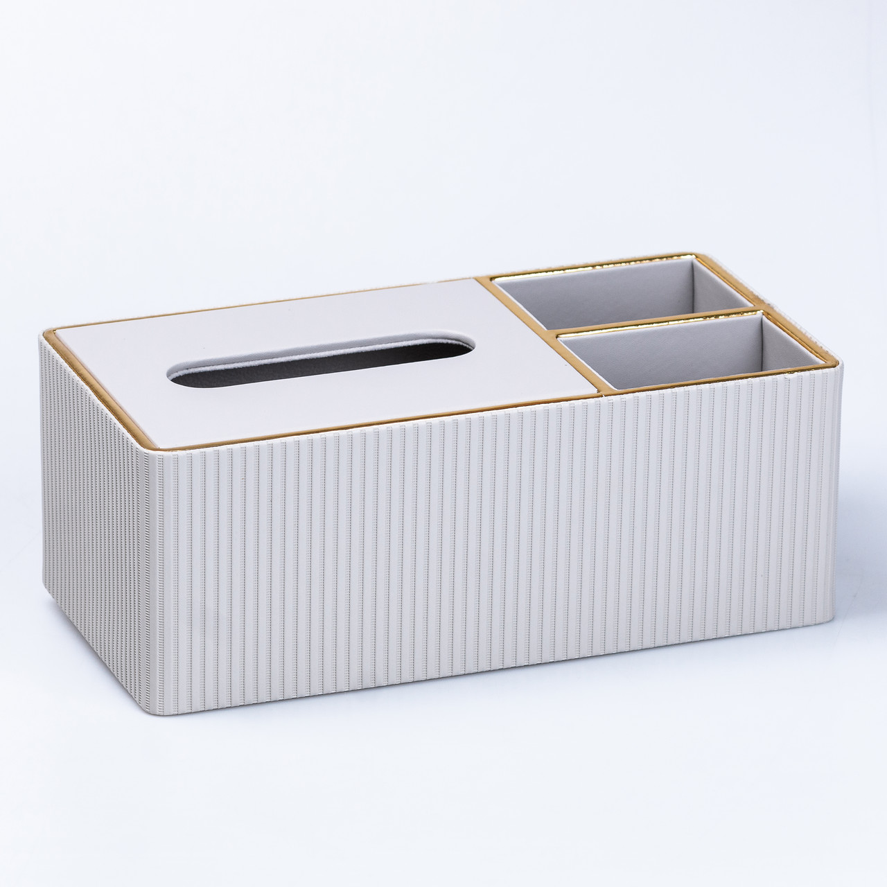 Серветниця-органайзер з еко-шкіри 3 відділення 27*14*10 см Білий