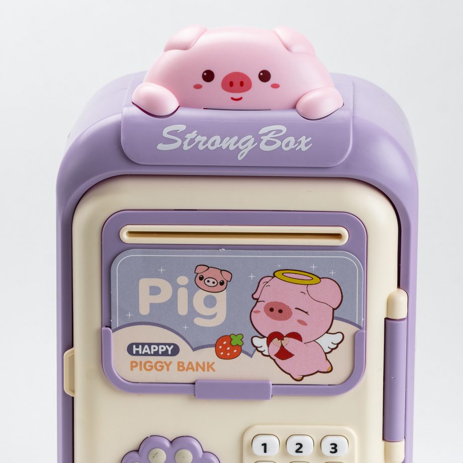 Сейф-скарбничка дитяча з купюроприймачем та кодовим замком "Pig" Фіолетовий